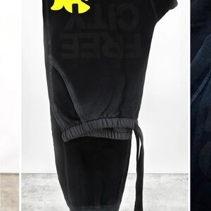 freecity Black Sweatpants with Knee Cut and Elastic Cuffs